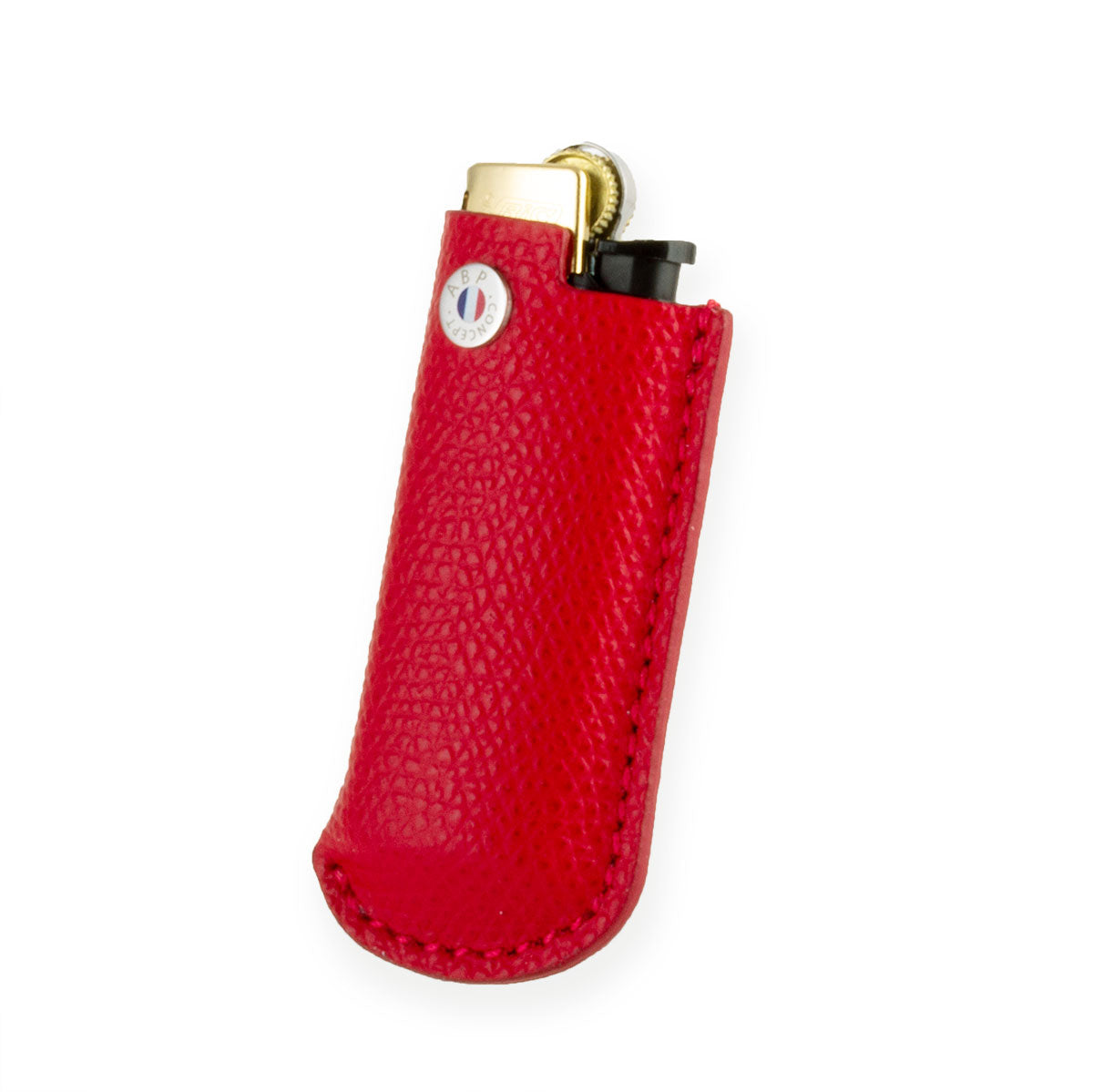 Briquet et son étui cuir "Essential" - Veau grainé (noir, bleu, vert, marron, orange...)