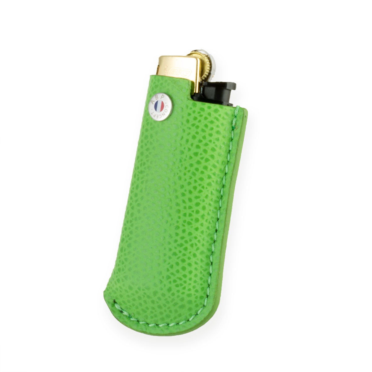 Briquet et son étui cuir "Essential" - Veau grainé (noir, bleu, vert, marron, orange...)