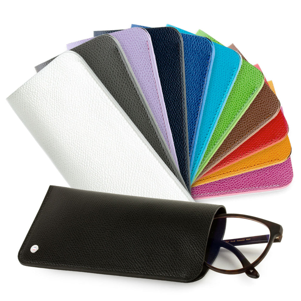 Etui à lunettes cuir "Essential" - Veau grainé (noir, bleu, vert, marron, orange...)