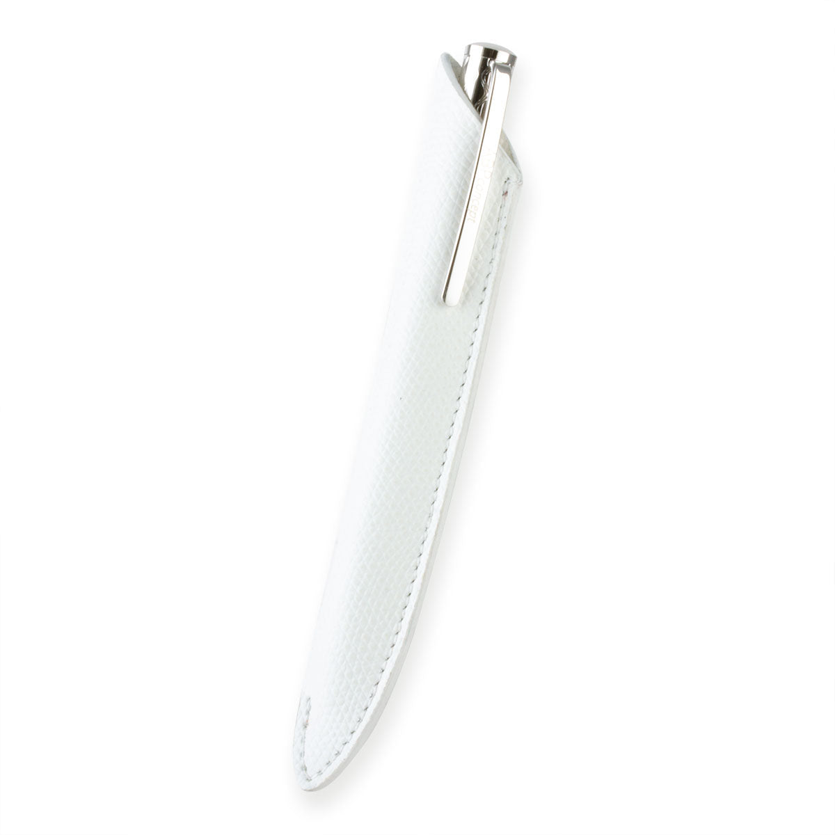 Stylo bille et son étui en cuir "Essential" – Acier rhodium / Doré / Noir - Veau grainé (noir, bleu, vert...)