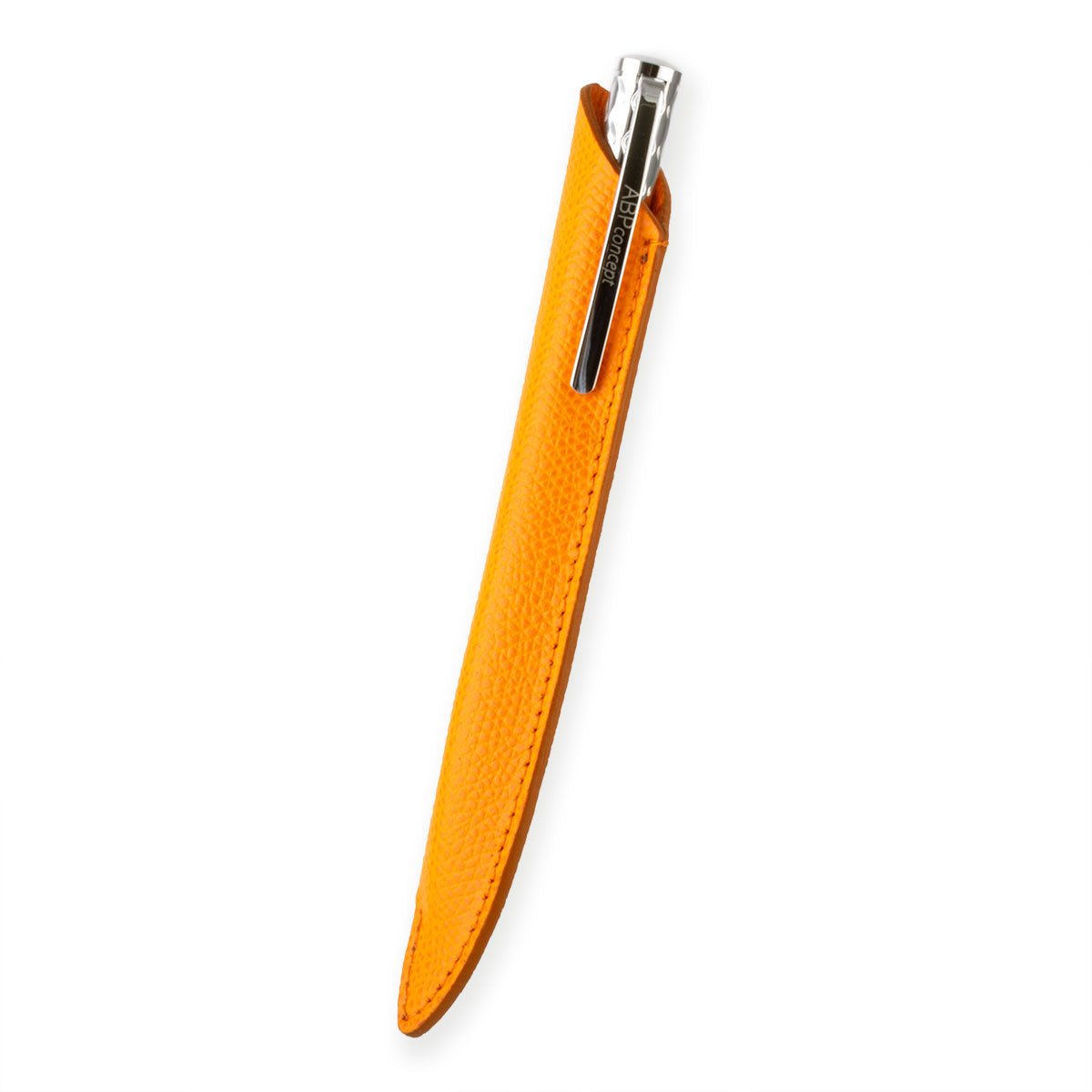 Stylo bille et son étui en cuir "Essential" – Acier rhodium / Doré / Noir - Veau grainé (noir, bleu, vert...)