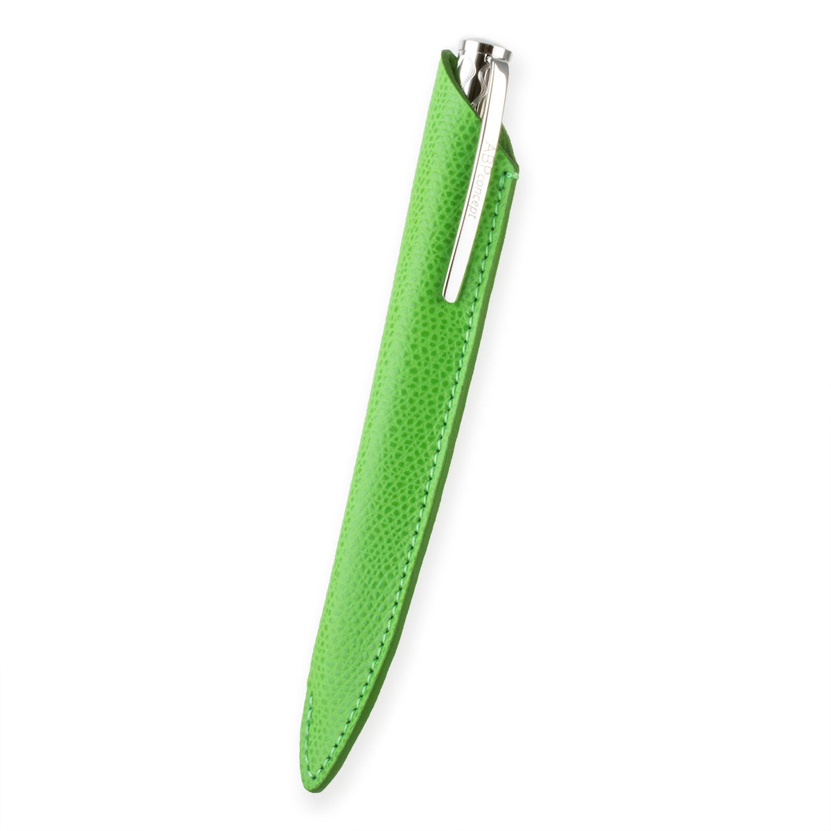 Stylo bille et son étui en cuir "Essential" – Acier rhodium / Doré / Noir - Veau grainé (noir, bleu, vert...)