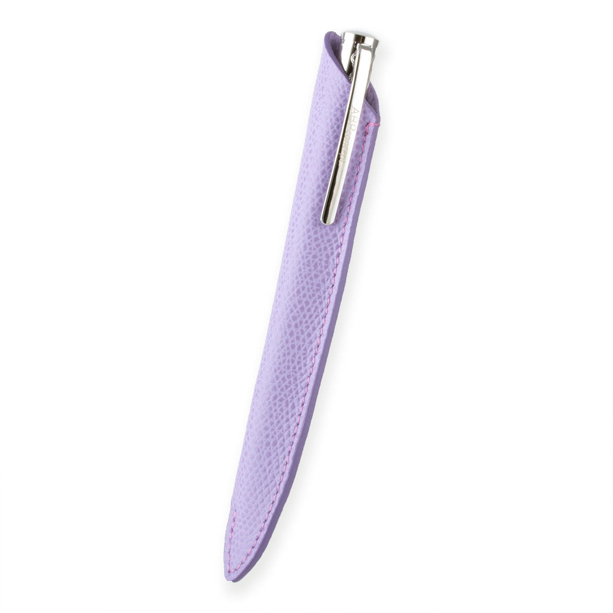 Stylo bille et son étui en cuir "Essential" – Acier rhodium / Doré / Noir - Veau grainé (noir, bleu, vert...)