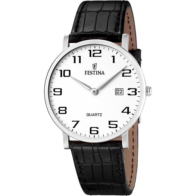 FESTINA Men's Classic Black Leather Watch F16476/1