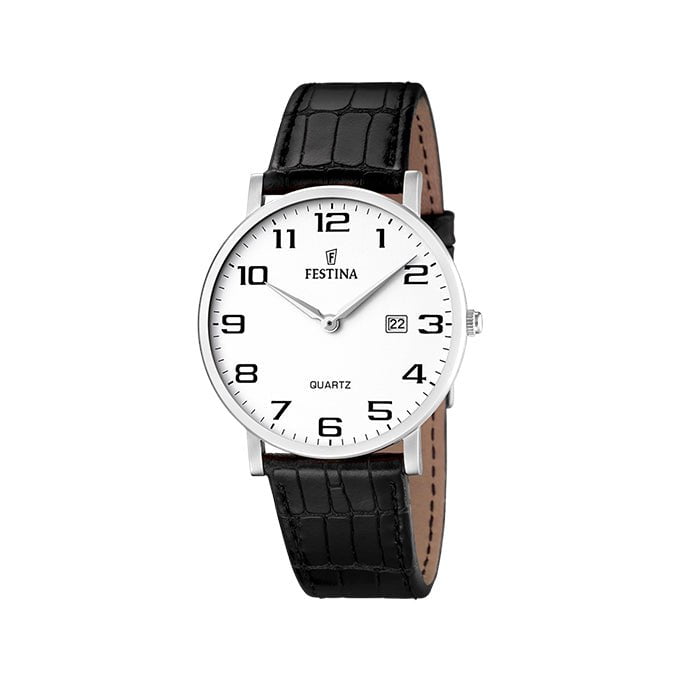 FESTINA Men's Classic Black Leather Watch F16476/1