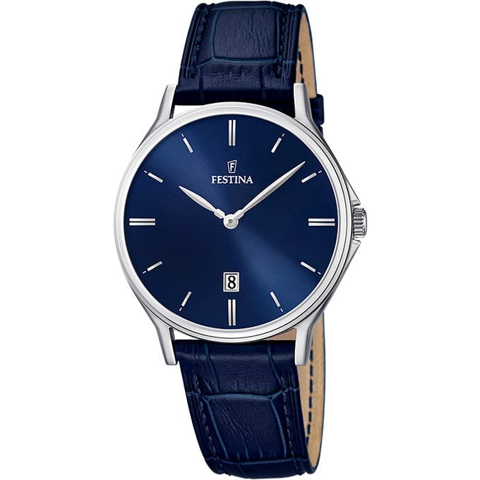 FESTINA Men's Classic Blue Leather Watch F16745/3