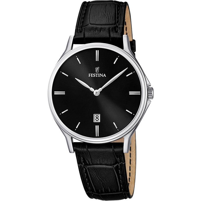 FESTINA Men's Classic Black Leather Watch F16745/5