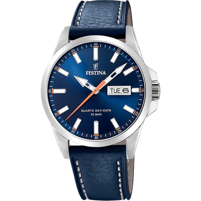 FESTINA Men's Classic Blue Leather Watch F20358/3