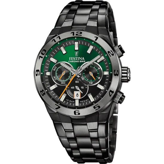 FESTINA Men's Chrono Bike Watch in Black Steel F20673/2