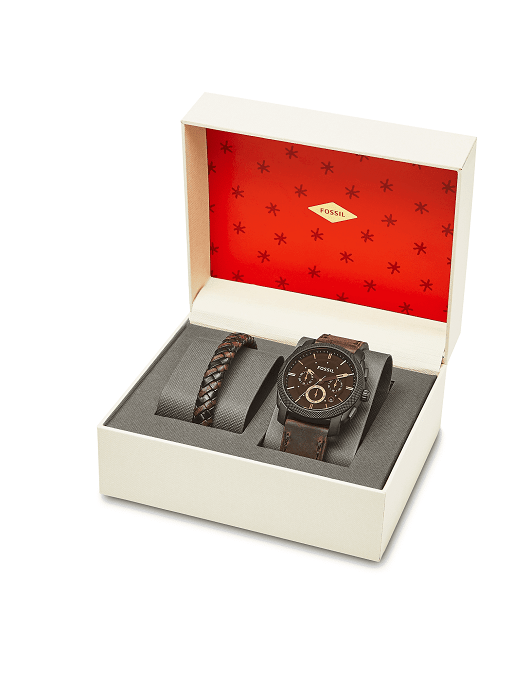 FOSSIL Men's Machine Watch Chronograph Watch and Jewelry Set FS5251SET