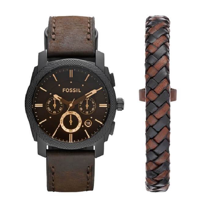 FOSSIL Men's Machine Watch Chronograph Watch and Jewelry Set FS5251SET