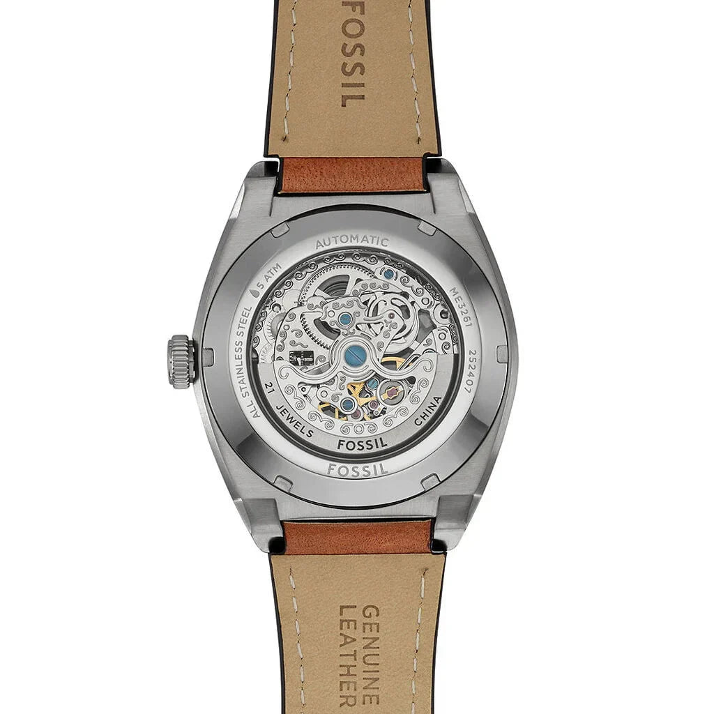 FOSSIL Men's Everett Automatic Brown Leather Watch ME3261