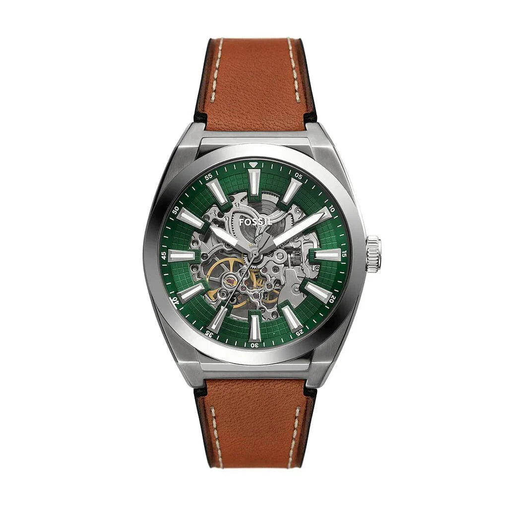 FOSSIL Men's Everett Automatic Brown Leather Watch ME3261