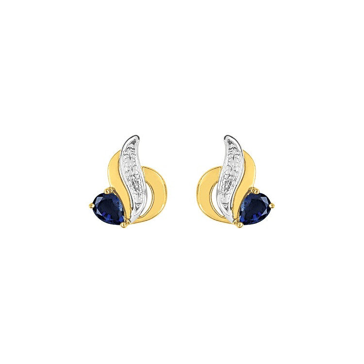 Boucles d'oreilles en or jaune 18ct saphir et diamants 384-217