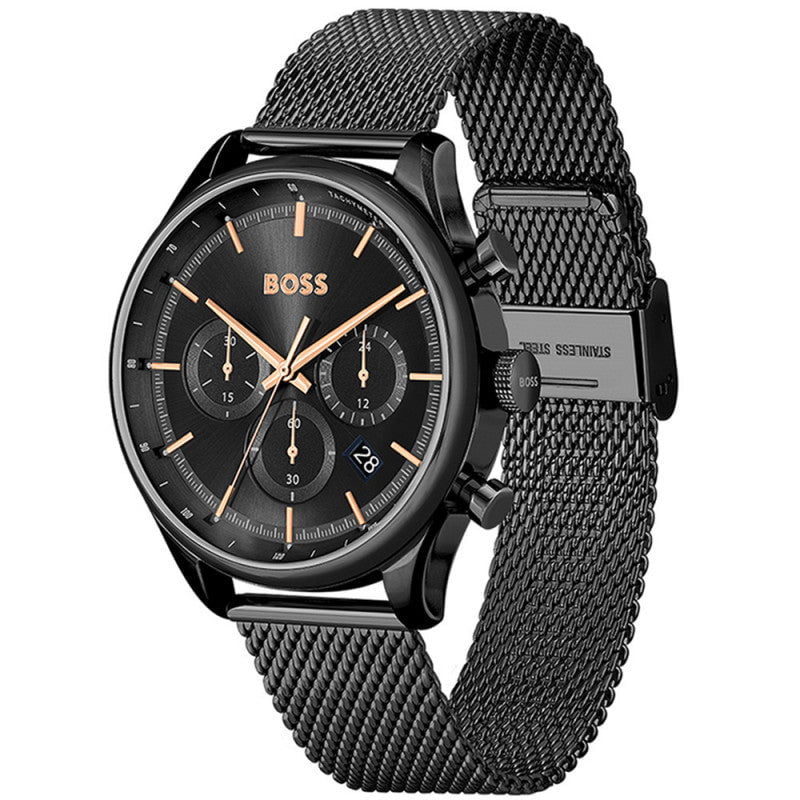 BOSS Men's Gregor Watch in Black Milanese Steel 1514065