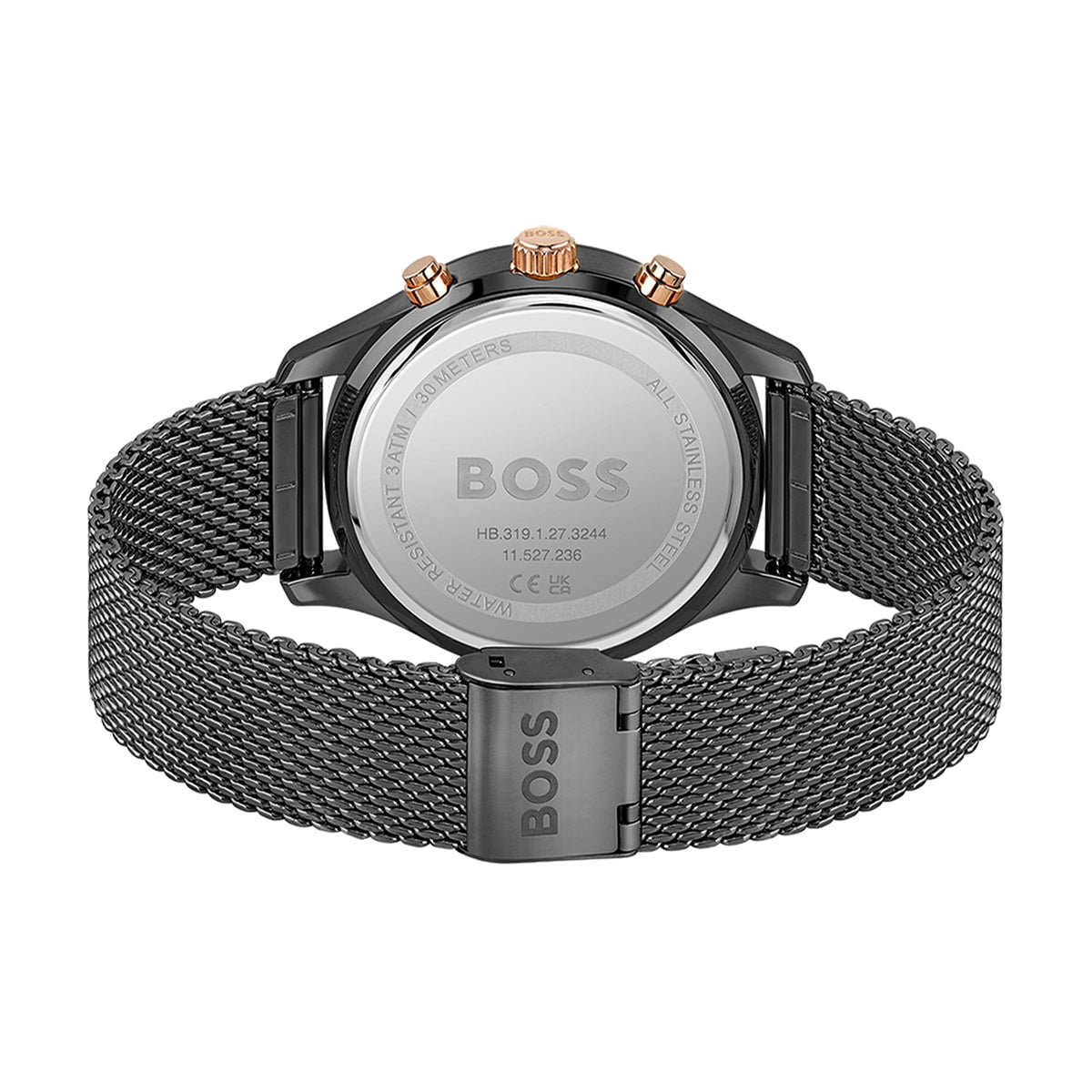 BOSS Men's Associate Chronograph Watch in Black Steel 1513811