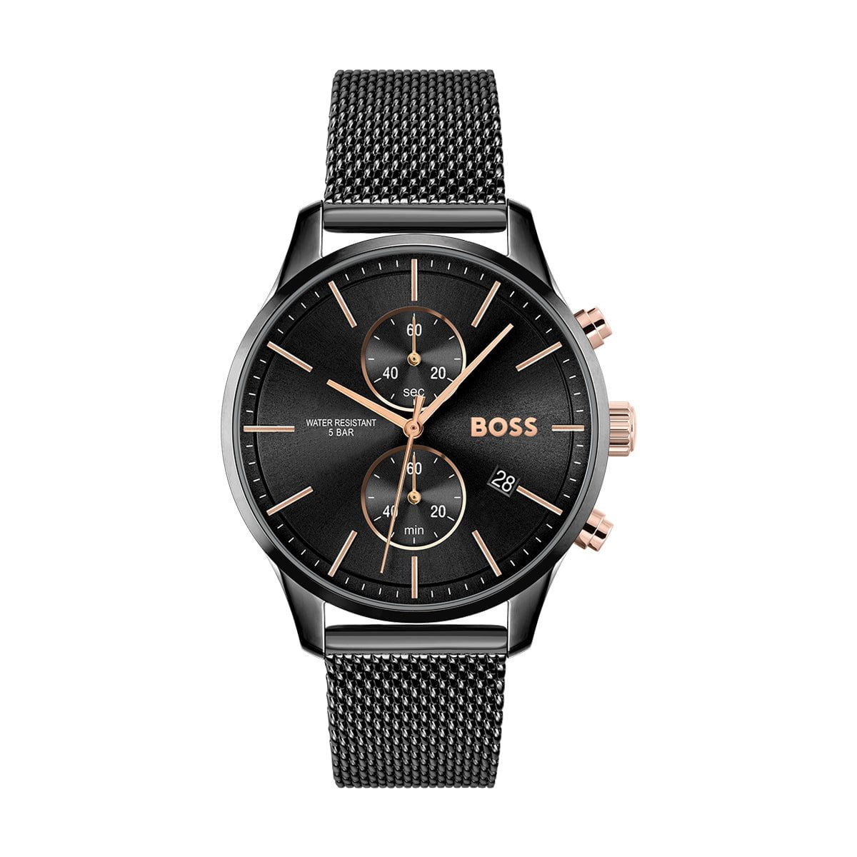 BOSS Men's Associate Chronograph Watch in Black Steel 1513811