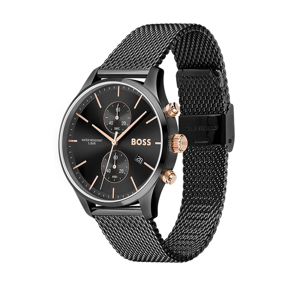 BOSS Men's Associate Chronograph Watch in Black Steel 1513811
