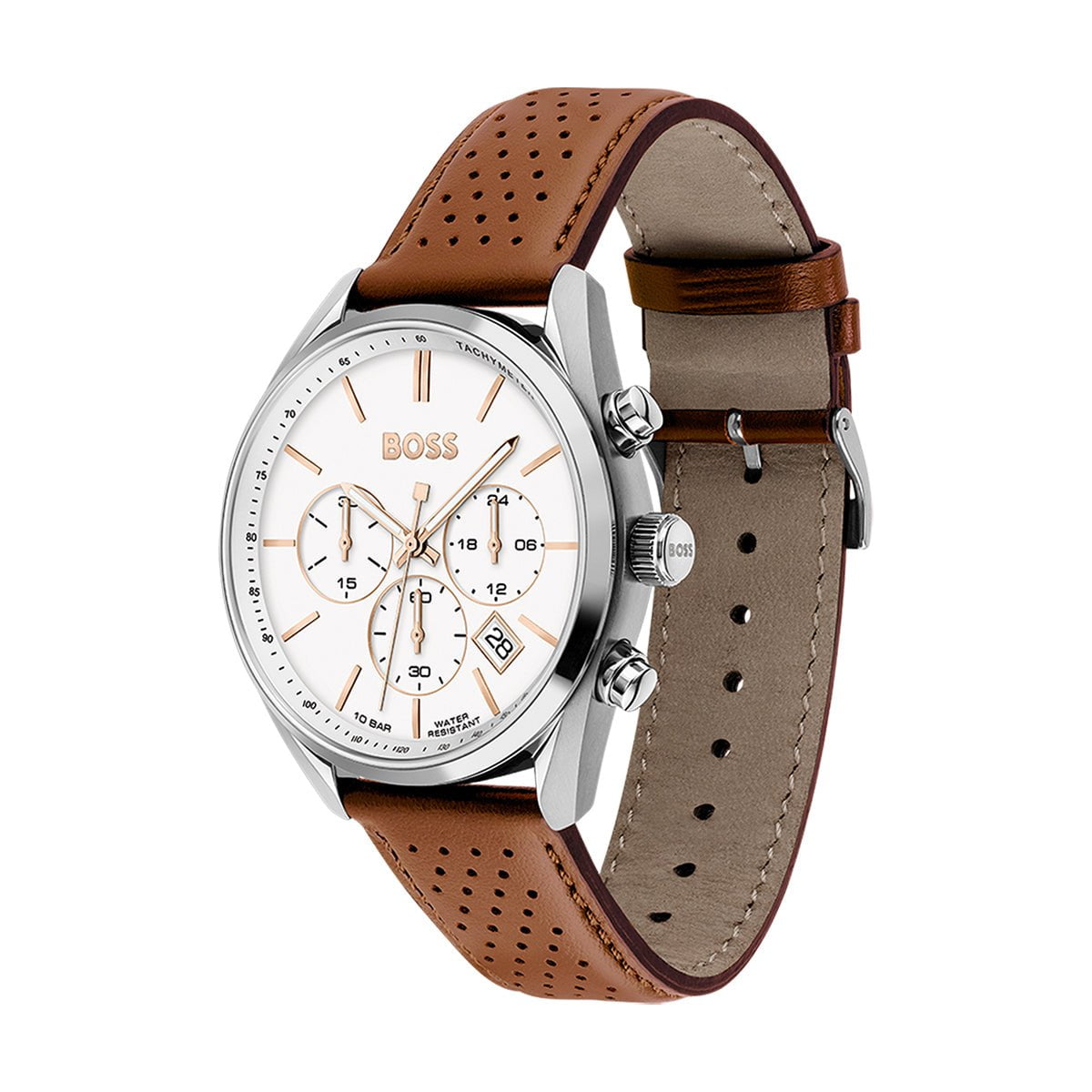 BOSS Men's Champion Chronograph Brown Leather Watch 1513879