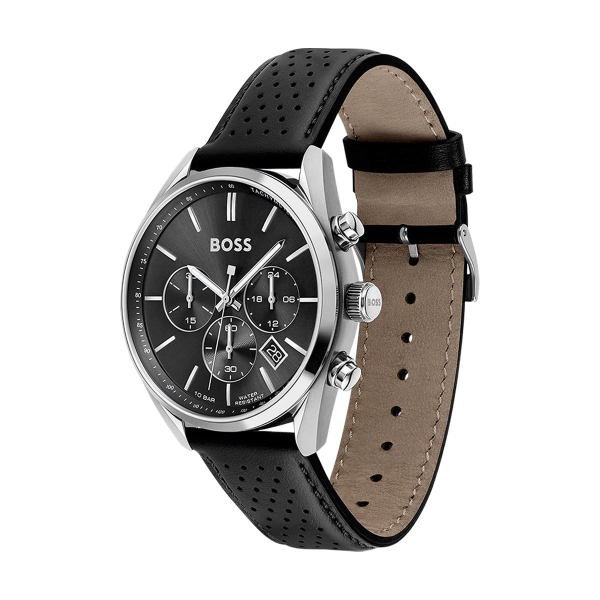 BOSS Men's Champion Chronograph Black Leather Watch 1513816