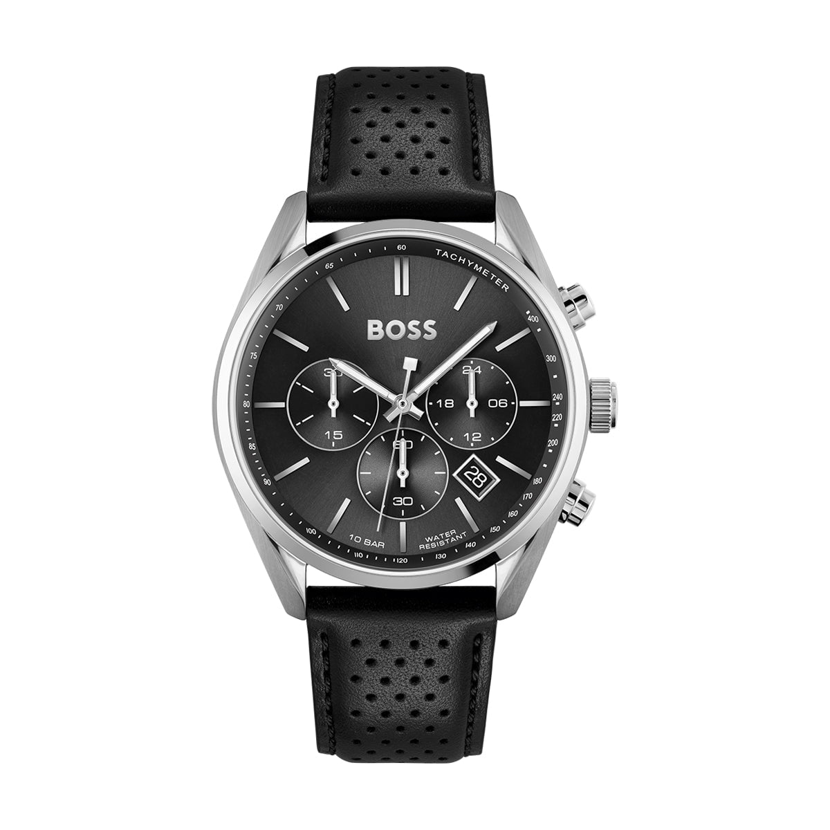 BOSS Men's Champion Chronograph Black Leather Watch 1513816