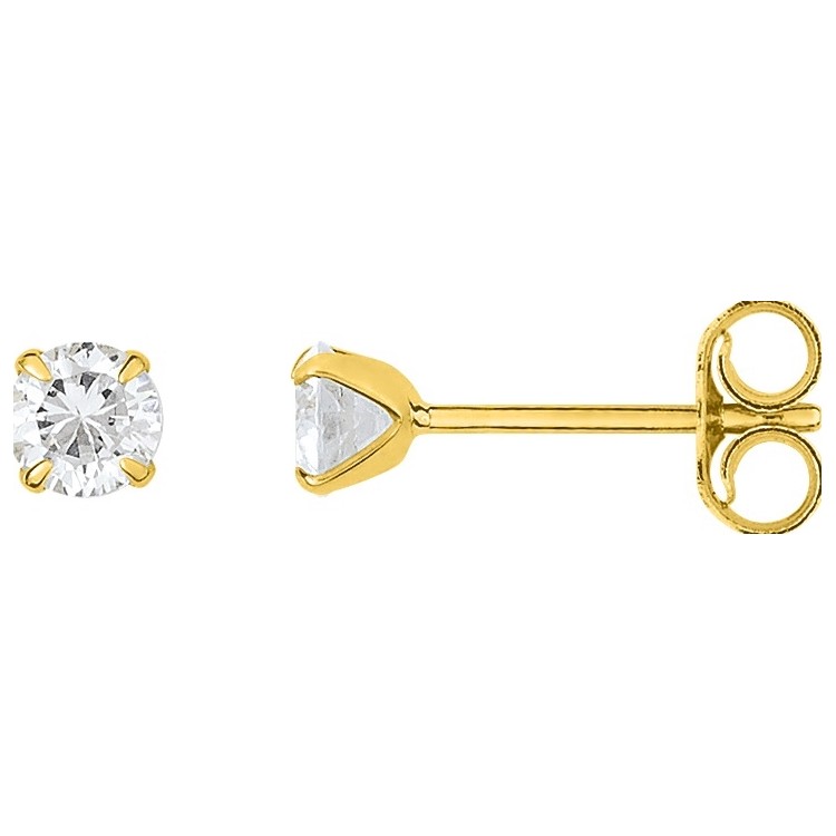 Boucles d'oreilles en or 18 ct et zirconiums 3,5mm 384-470
