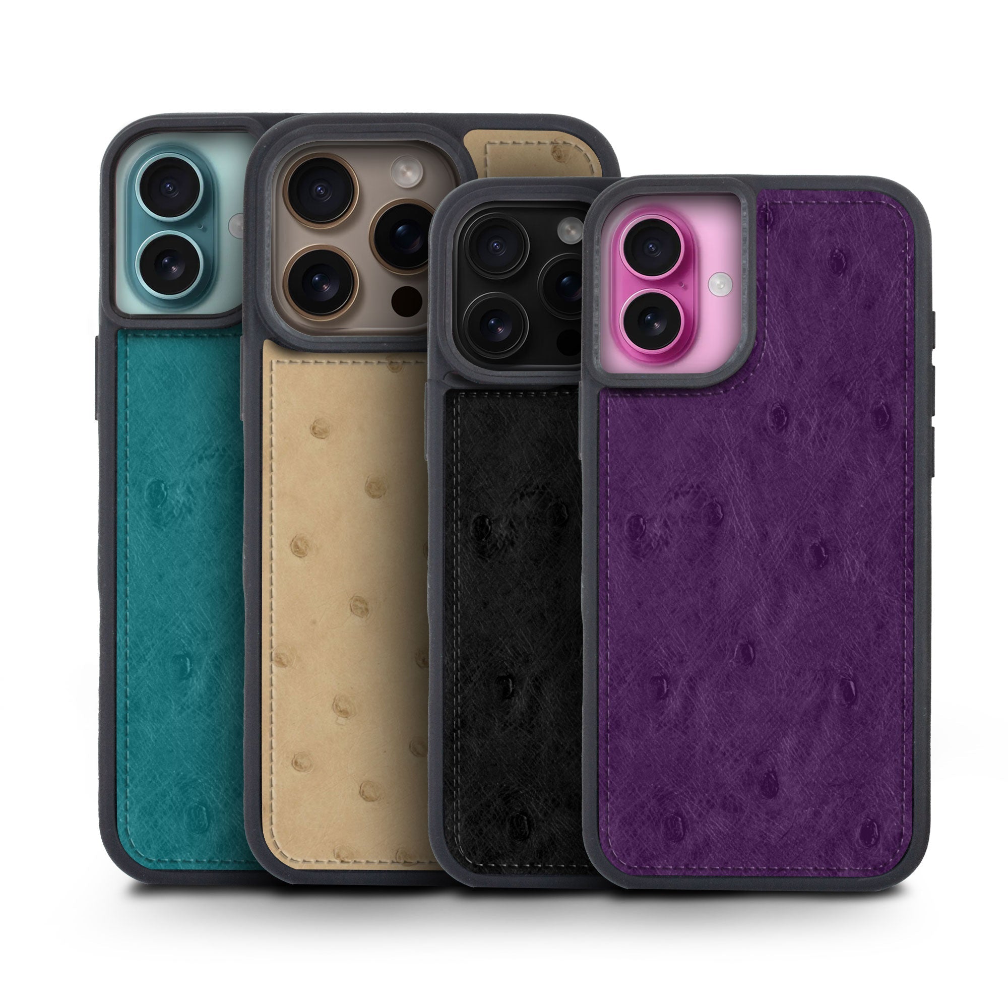 Coque "Sport case" cuir pour iPhone 16 ( Tous modèles ) - Autruche