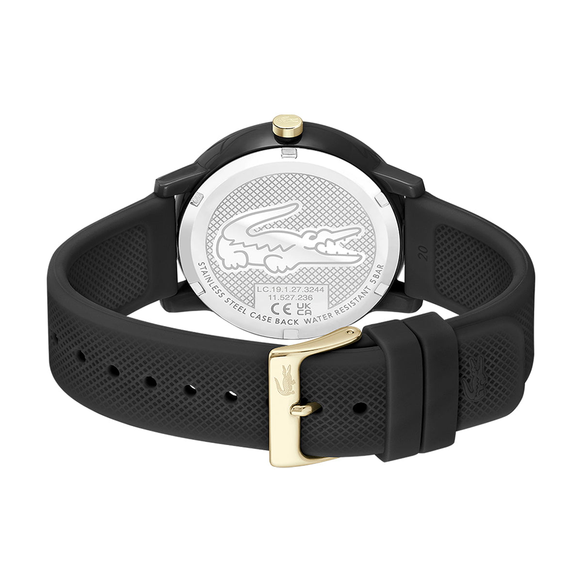 LACOSTE Men's 12.12 Black Silicone Watch 2011233