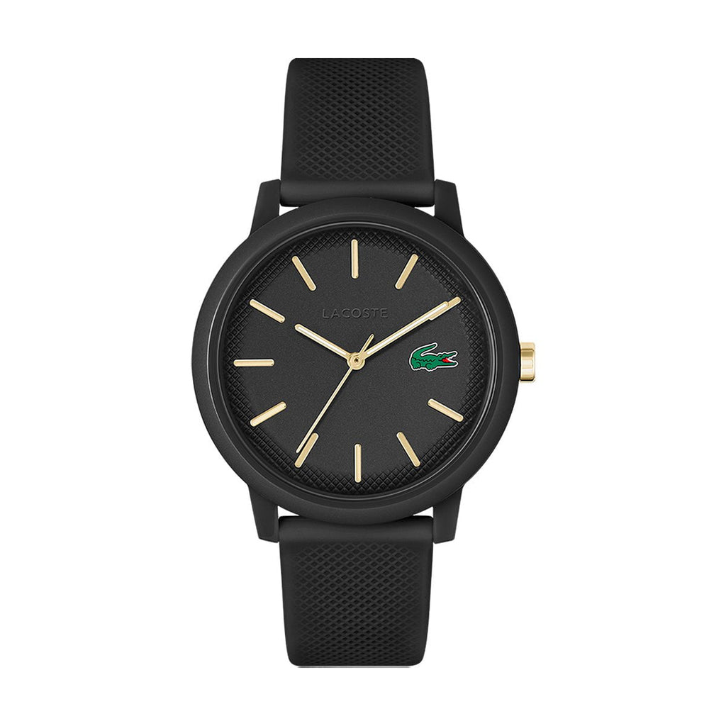 LACOSTE Men's 12.12 Black Silicone Watch 2011233