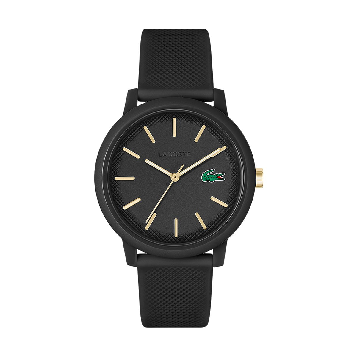 LACOSTE Men's 12.12 Black Silicone Watch 2011233