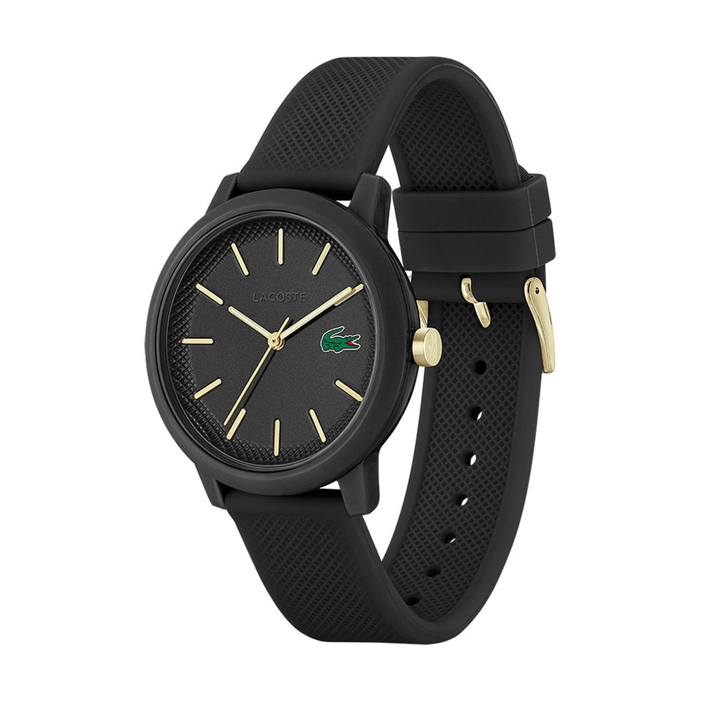 LACOSTE Men's 12.12 Black Silicone Watch 2011233