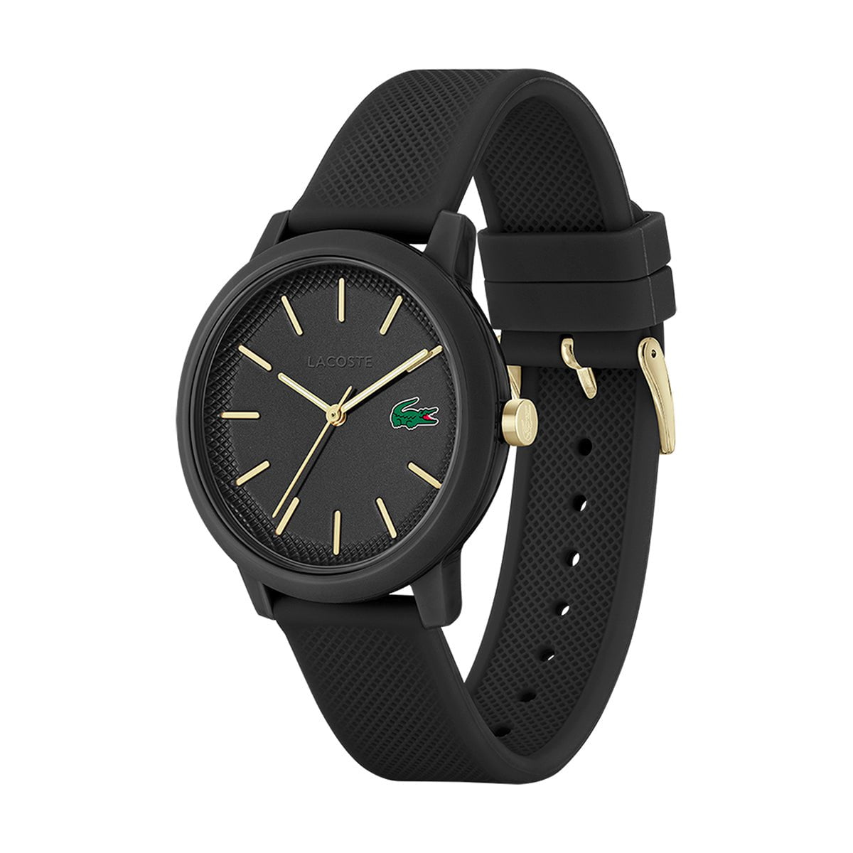 LACOSTE Men's 12.12 Black Silicone Watch 2011233