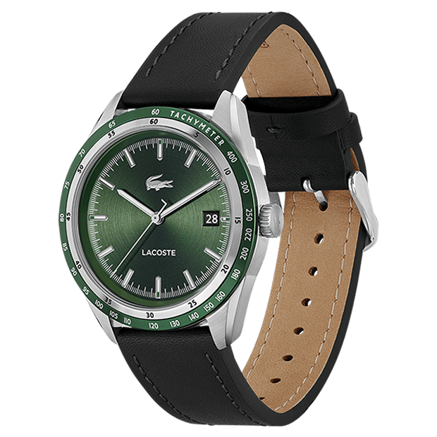LACOSTE Men's Everett Black Leather Watch 2011292