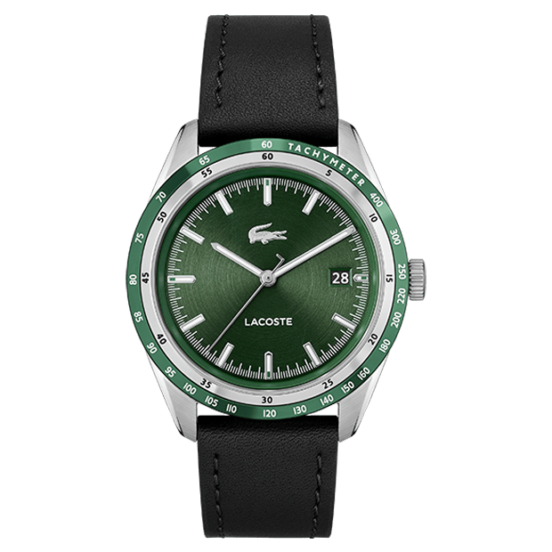 LACOSTE Men's Everett Black Leather Watch 2011292