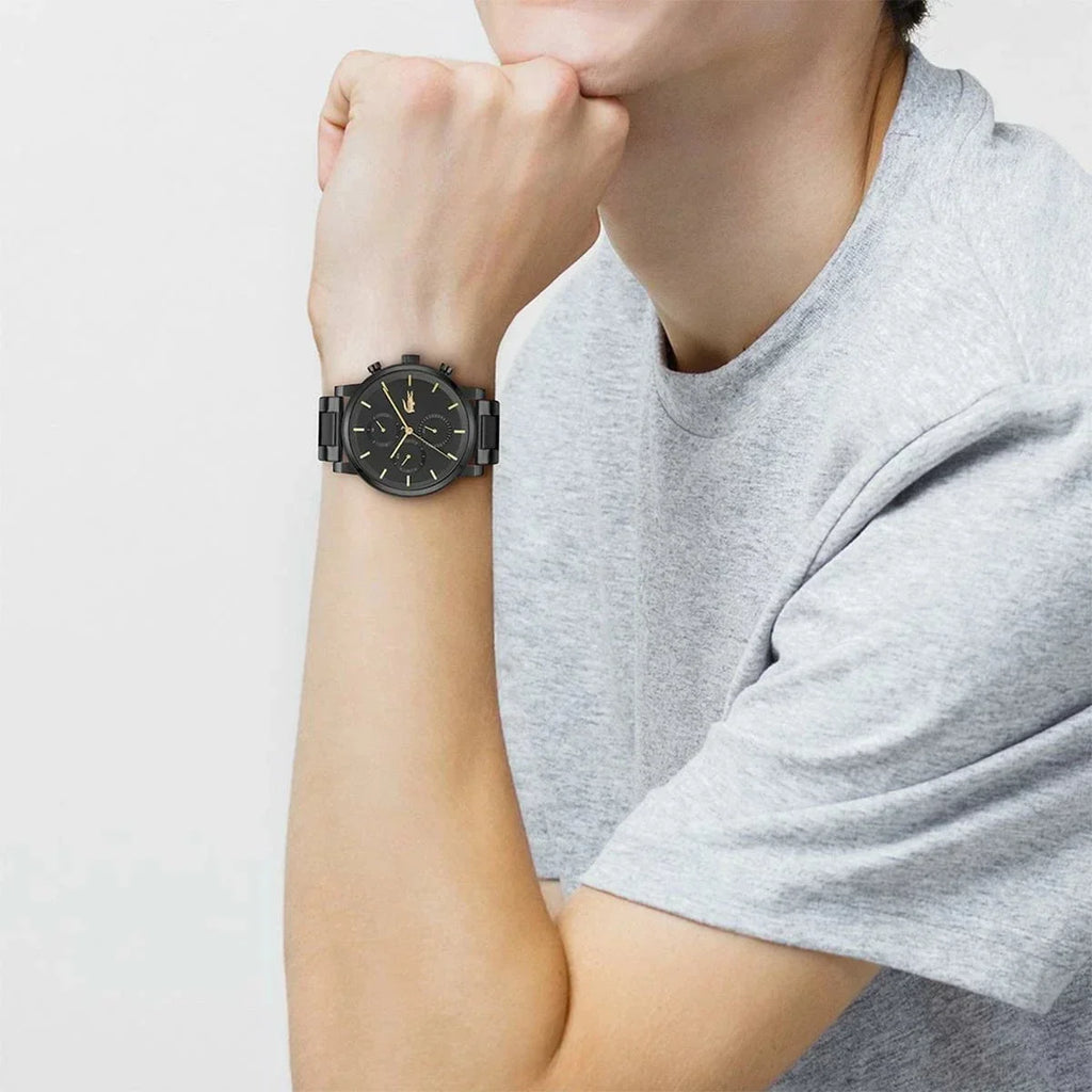 LACOSTE Men's Replay Watch in Black Gold Steel 2011451