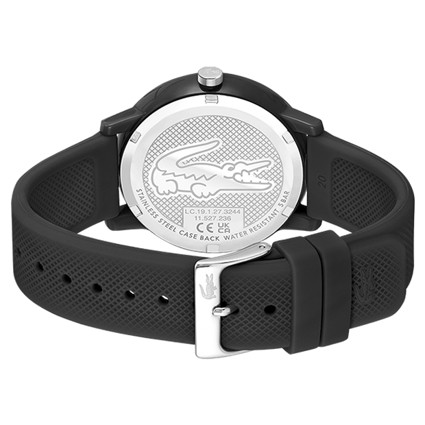LACOSTE Men's 12.12 Black Silicone Watch 2011171