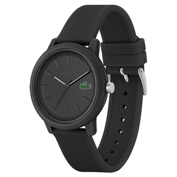 LACOSTE Men's 12.12 Black Silicone Watch 2011171