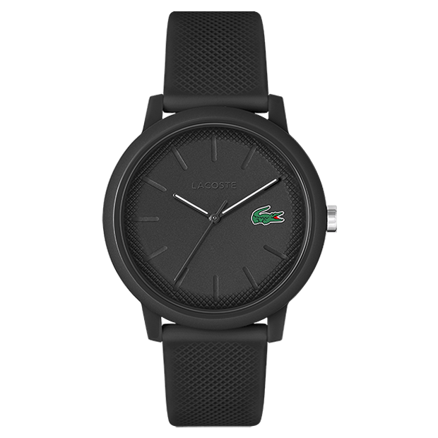 LACOSTE Men's 12.12 Black Silicone Watch 2011171