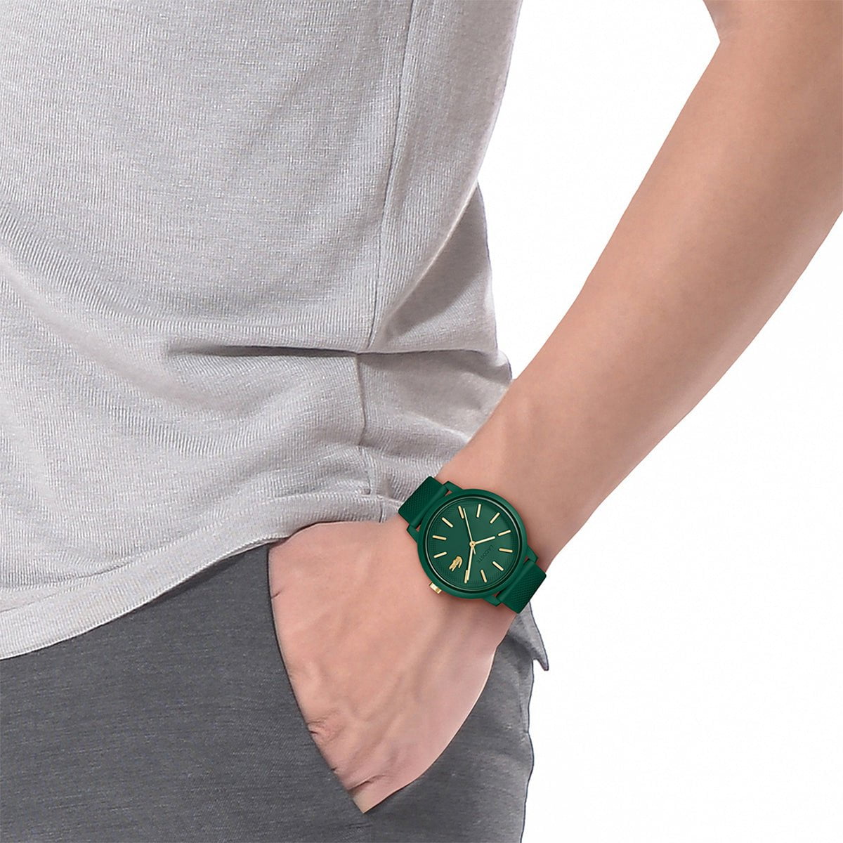 LACOSTE Men's 12.12 Green Silicone Watch 2011445
