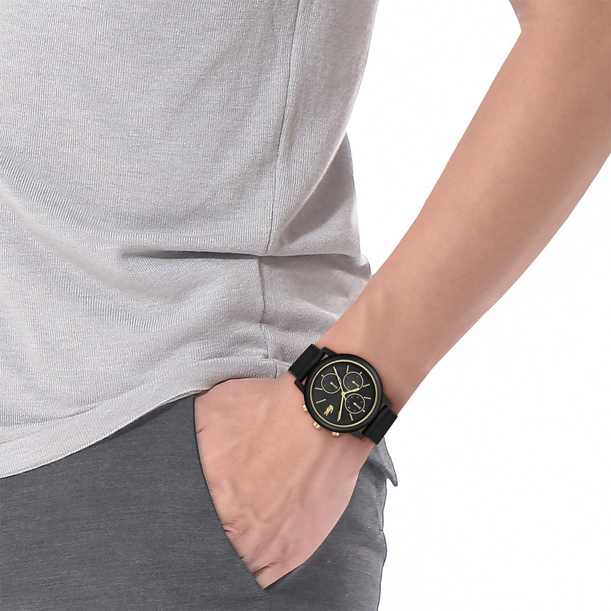 LACOSTE Men's 12.12 Move Black Silicone Watch 2011469