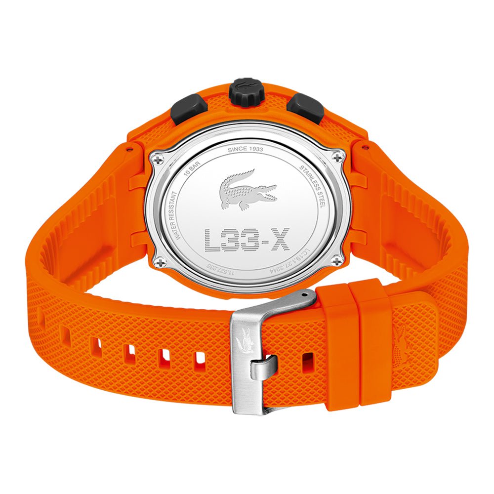 LACOSTE Men's L33-X Orange Silicone Watch 2011369