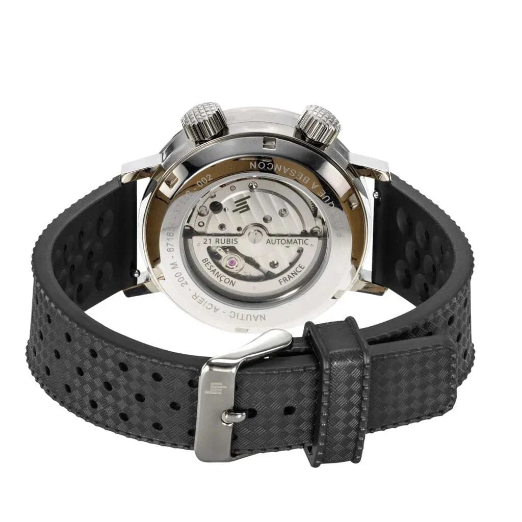 LIP Men's Large Nautic-Ocean Black Leather Watch 671854