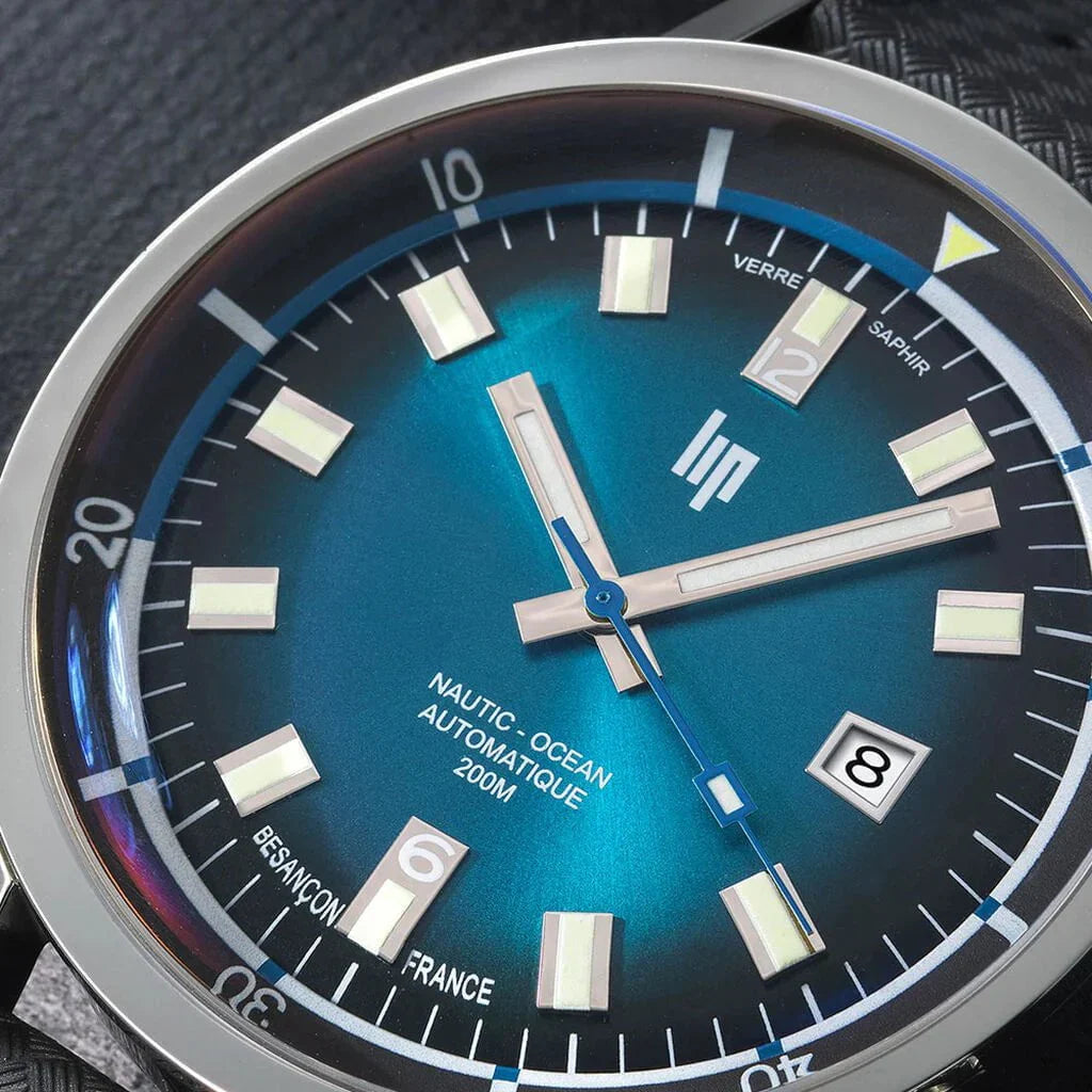 LIP Men's Large Nautic-Ocean Black Leather Watch 671854