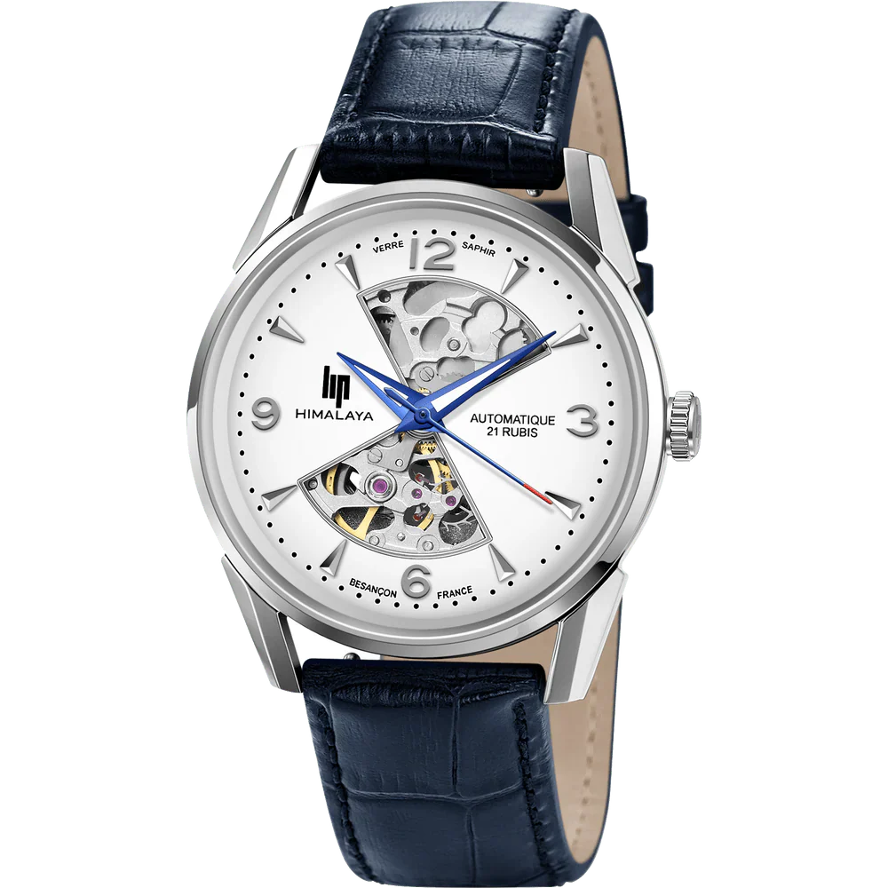 LIP Men's Himalaya Hourglass Automatic Blue Leather Watch 671713