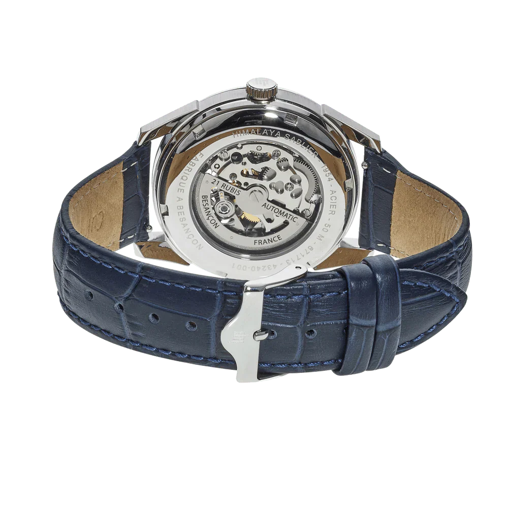 LIP Men's Himalaya Hourglass Automatic Blue Leather Watch 671713