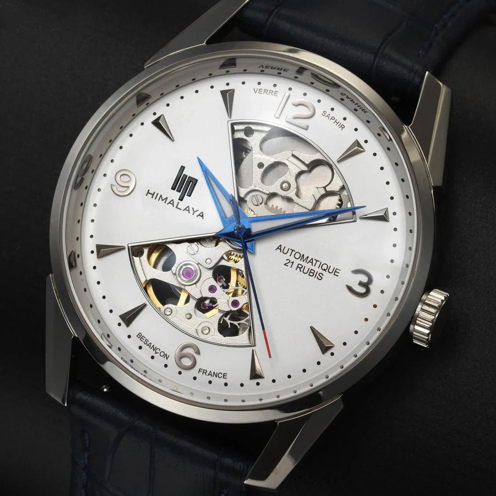 LIP Men's Himalaya Hourglass Automatic Blue Leather Watch 671713