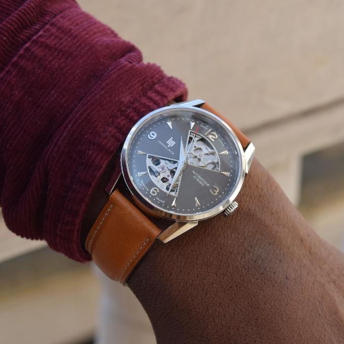 LIP Men's Himalaya Hourglass Automatic Brown Leather Watch 671572