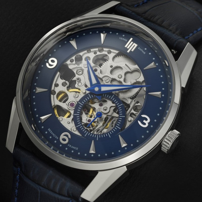 LIP Men's Himalaya Automatic Blue Leather Watch 671725