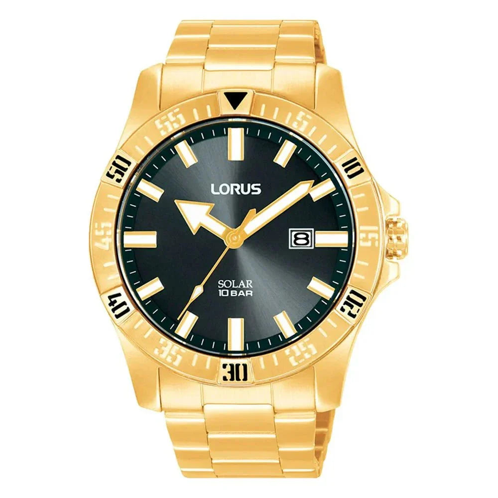 LORUS Men's Solar Watch in Gold Steel RX382AX9