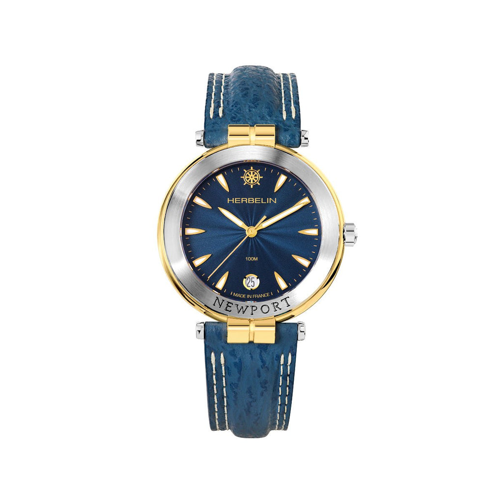HERBELIN Men's Newport Blue Leather Watch 12255T35
